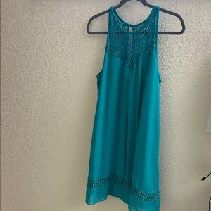 By & By Teal Sleeveless Dress with Lace Detail XL